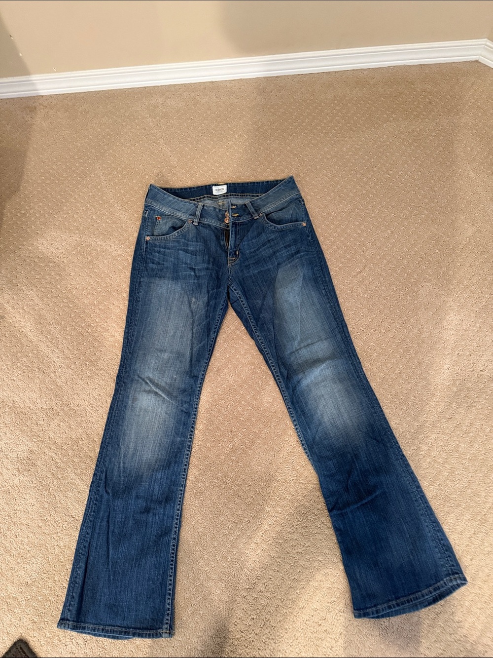Hudson Jeans Dark Blue Flare Low-Rise Jeans